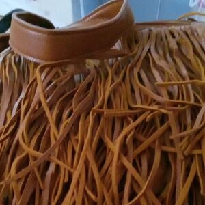 Fringed Brown Leather Bag